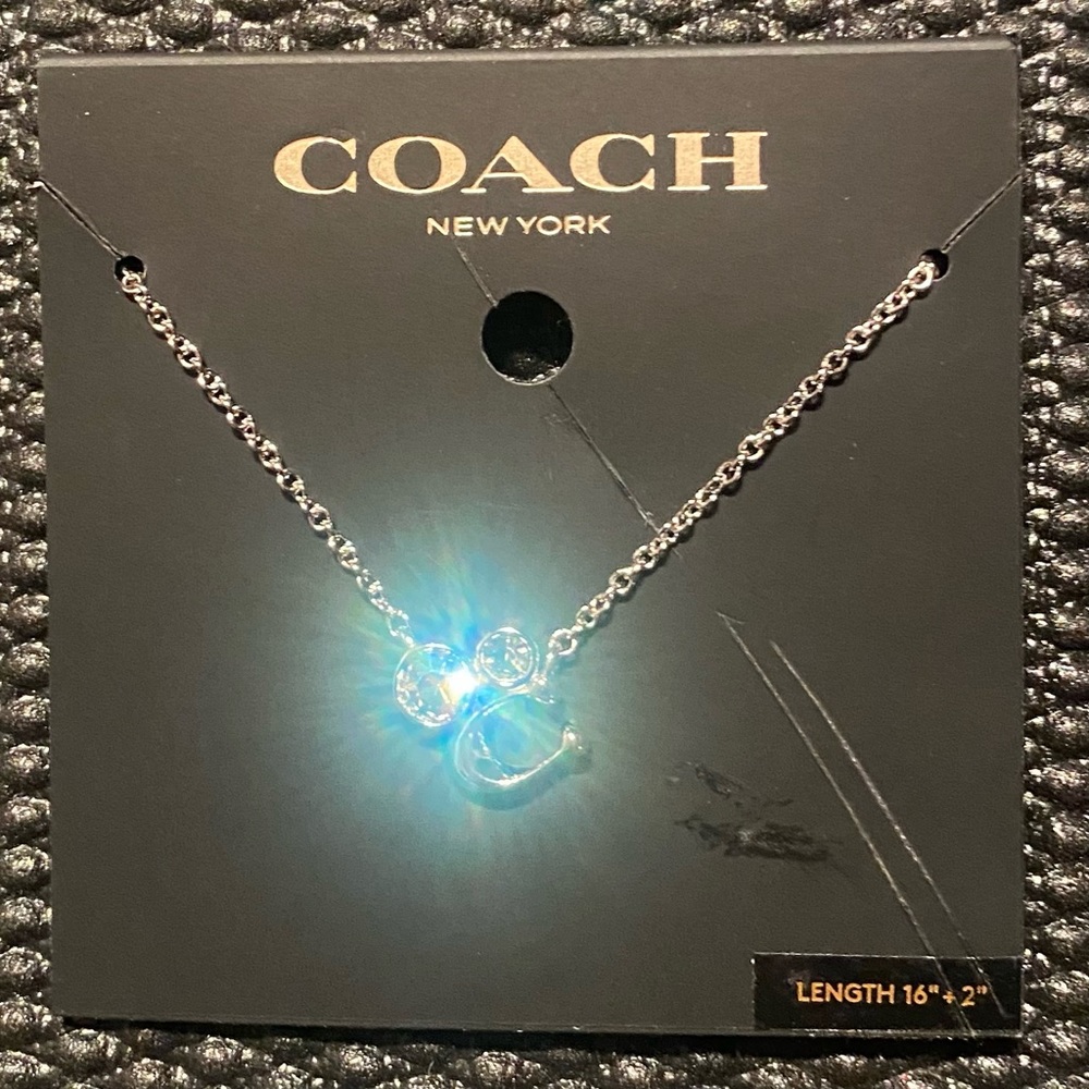 Coach Crystal Cluster Silver Necklace